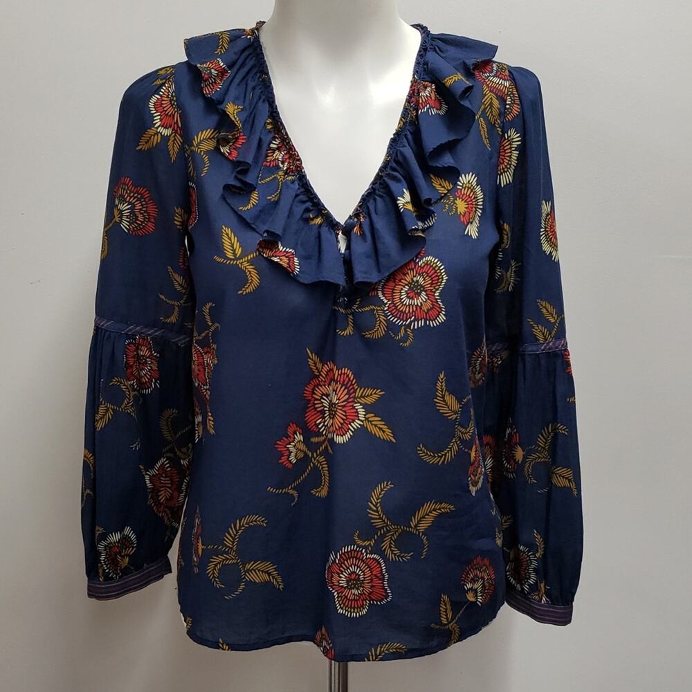 Madewell x Warm Ruffle-Collar Top in the Honolulu Hibiscus Print Women's XS